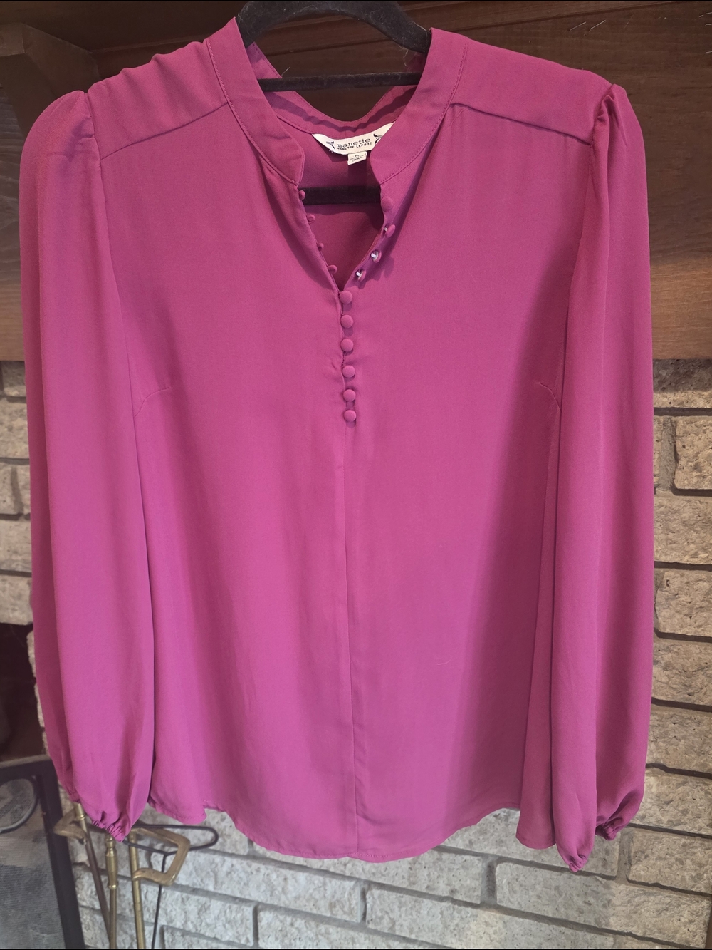 Nanette Lepore Bright Fuchsia Silk-Blend Button Placket Blouse - Picture 2 of 6